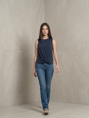 Blue tank with bottom twist, XS